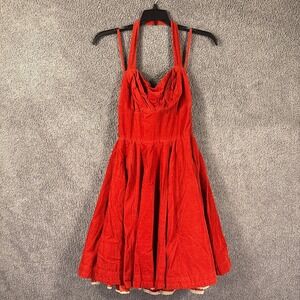 Girls from Savoy Dress Womens 6 Rust Red Corduroy Fit Flare Halter Sweetheart